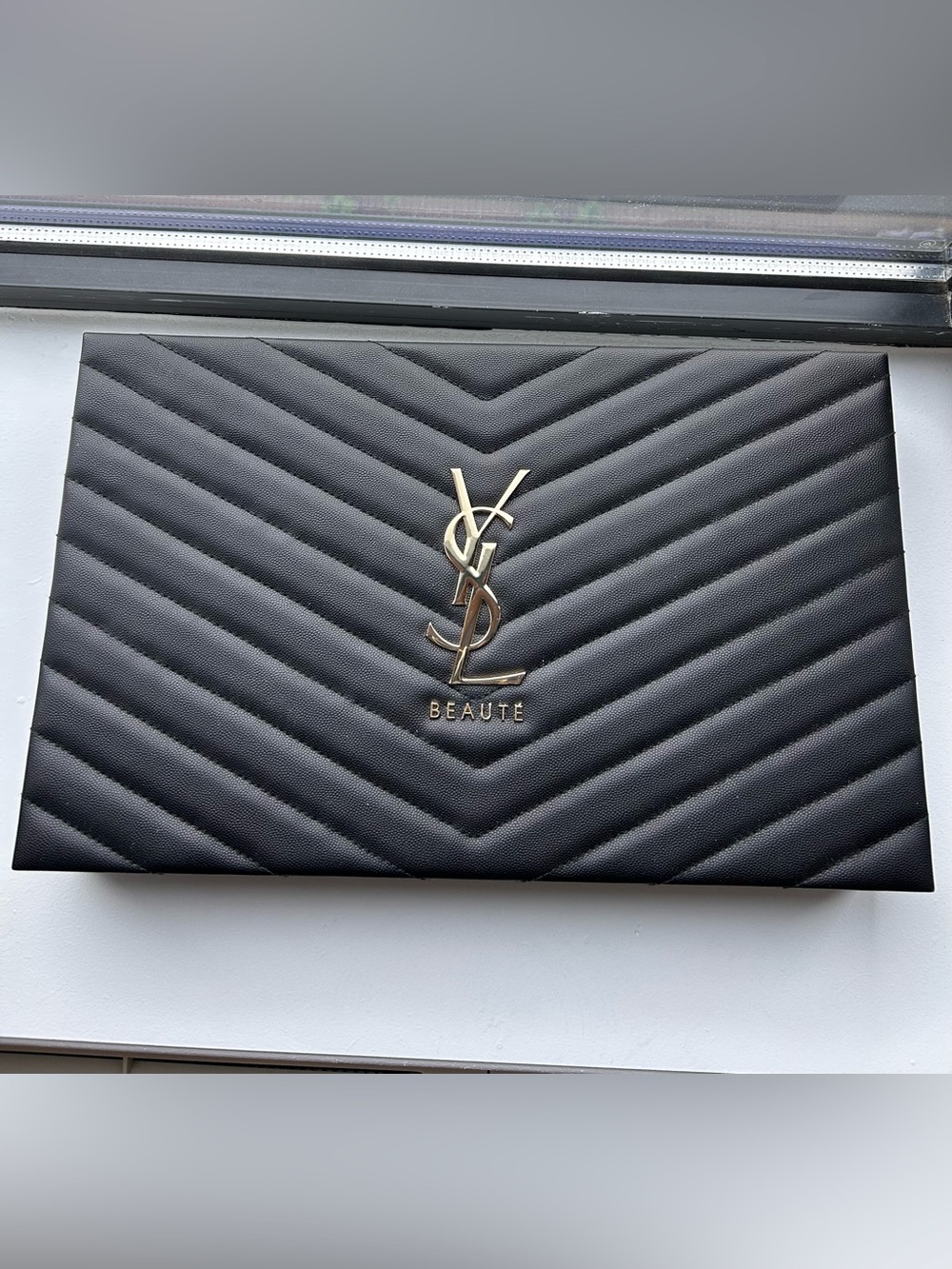 Yves Saint Laurent Black Quilted Chevron Logo Beauty Box